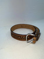 New Brown Genuine Leather Perkies Tooled 22” Belt #601 NN-90