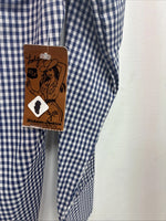 New Women’s Dickson Jenkins Blue Checker Long Sleeve Pearl Snap Size 34 GG-5