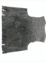 New Women’s Western Express Black Leather Fringe Biker Vest XL L-605