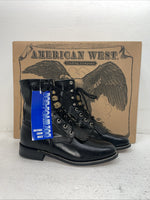 New Men’s Black Lace Up American West Cowboy Boots. 5991 9 D. 4-28