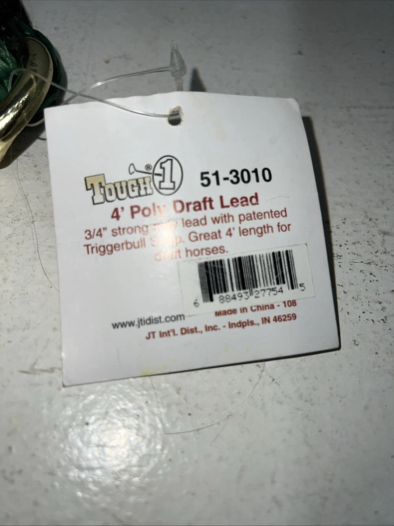 New Tough 1 Green 4” Poly Draft Lead Rope #51-3010 M-510