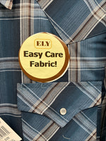 New Men’s ELY Cattleman Blue Flannel Long Sleeve Pearl Snap 2XLT F-60