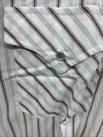 New Men’s ELY Cattleman Stripe Short Sleeve Pearls Snap 18.5 2XL F-63