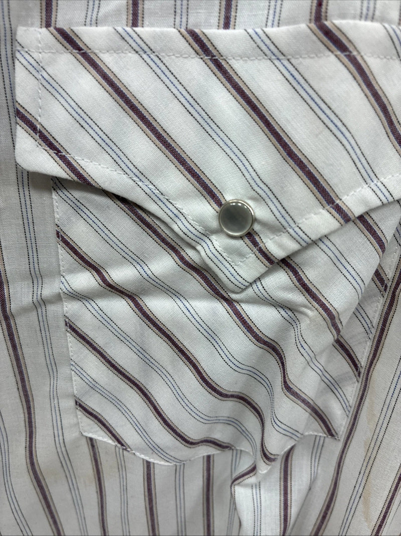 New Men’s ELY Cattleman Stripe Short Sleeve Pearls Snap 18.5 2XL F-63