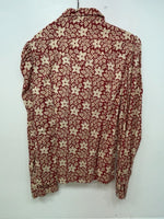 New Women’s Red Floral Tem Tex Long Sleeve Button Up Shirt #7144 3B-95