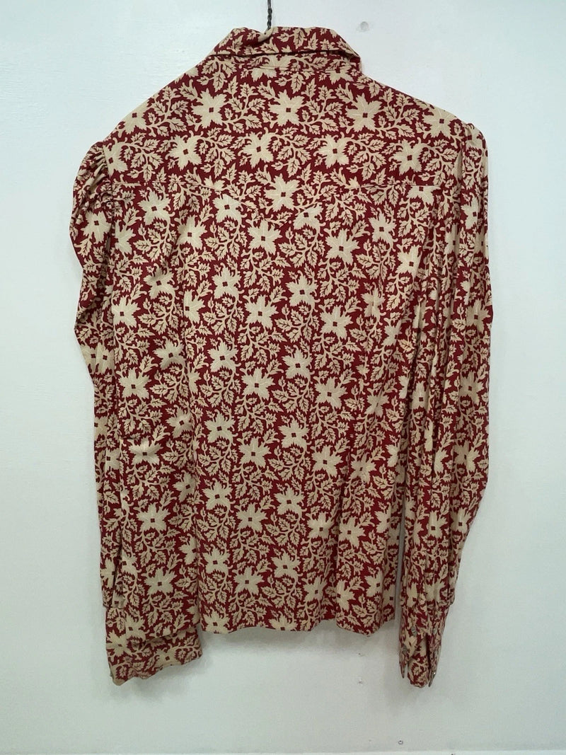 New Women’s Red Floral Tem Tex Long Sleeve Button Up Shirt #7144 3B-95