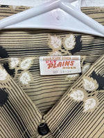New Men’s ELY Plains Tan Black Floral Long Sleeve Pearl Snap 16 X 36 Large X-64
