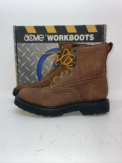 New Women’s Brown Lace Up Acme Cowboy Boots. 8070 8 M. 16-41