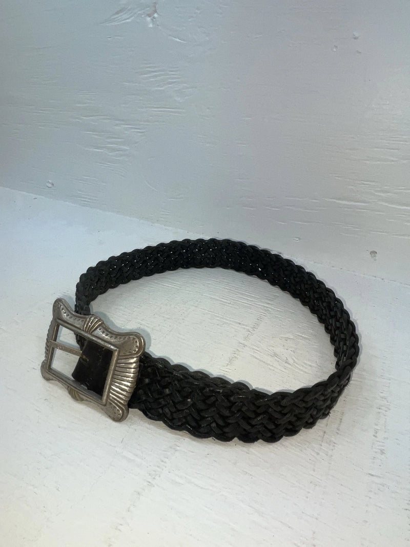 New Black Genuine Leather Braided 28” Belt NN-5