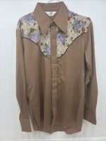 New Women’s Tem Tex Brown Design Long Sleeve Pearl Snap Size 33 MM-103