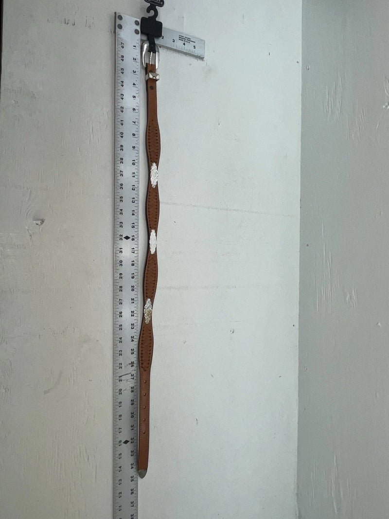 New Brown Genuine Leather Double S Weaved 28” Belt #3219248 NN-11