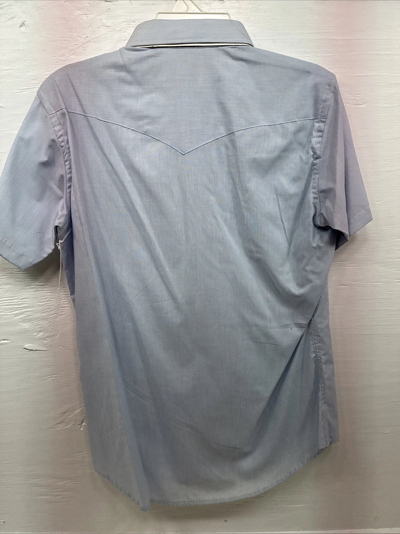 New Men’s Texas Sage Blue Short Sleeve Pearl Snap 16.5 Large Q-82