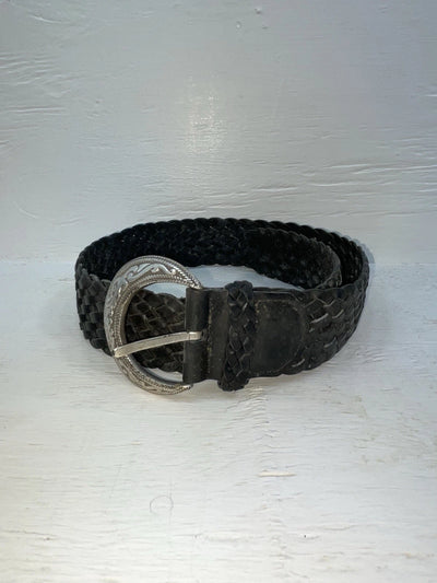 New Black Genuine Leather Braided 38” Belt #8840/01 Z-108