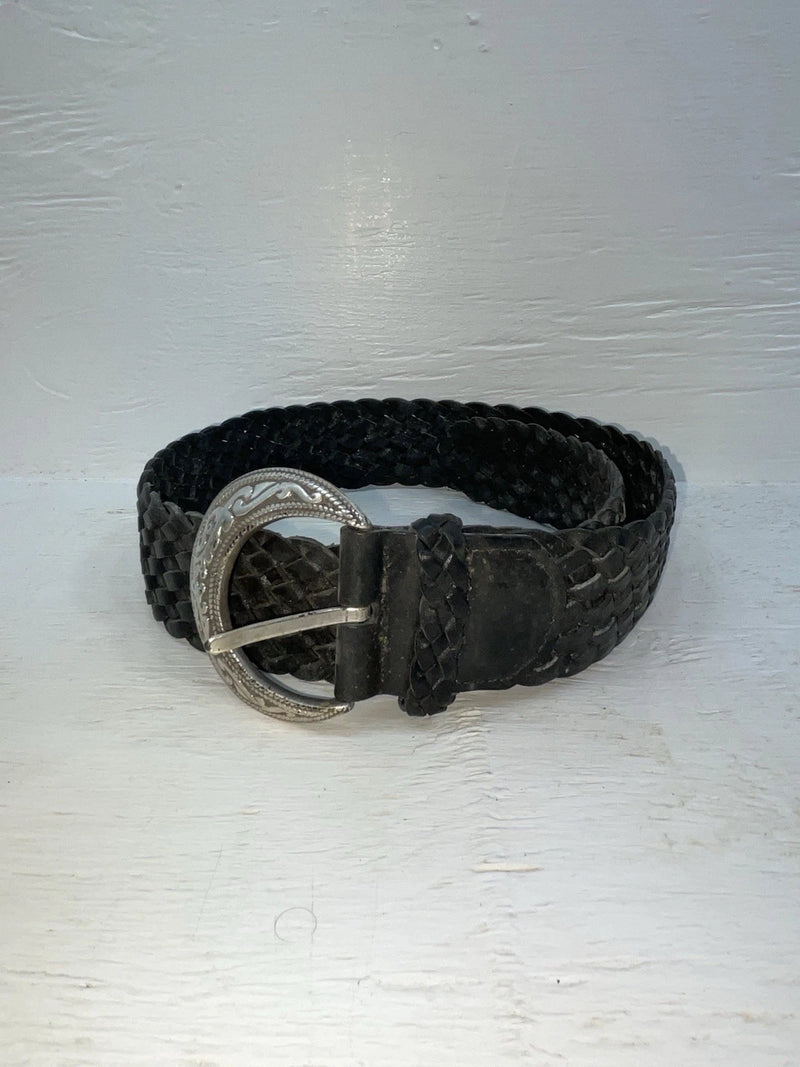 New Black Genuine Leather Braided 38” Belt #8840/01 Z-108