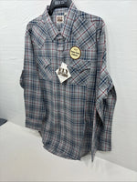 New Men’s ELY Cattleman Gray Multiple Flannel Long Sleeve Pearl Snap 2XL F-62