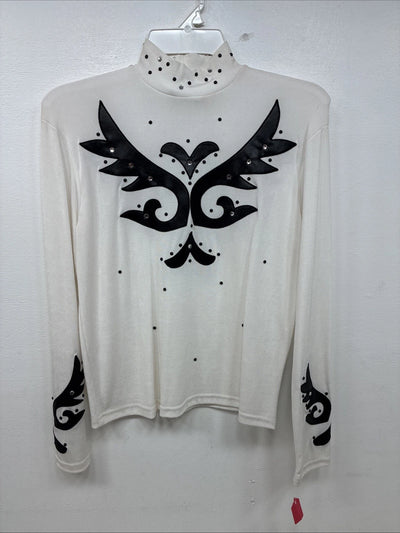 New Women’s 1849 RanchWear White Black Long Sleeve Shirt Size Large TT-75
