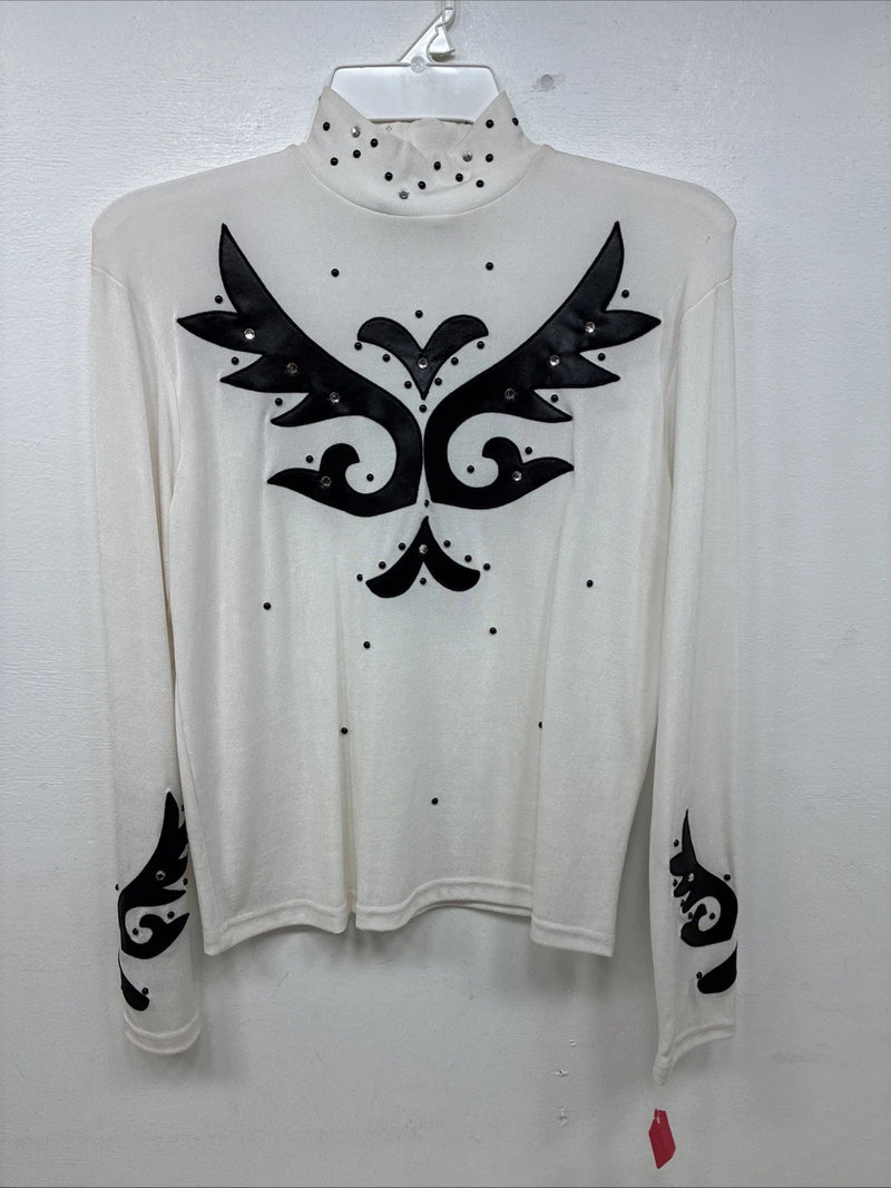 New Women’s 1849 RanchWear White Black Long Sleeve Shirt Size Large TT-75
