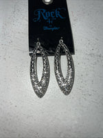 New Women’s Rock 47 Silver Oval Diamond Earrings. ER2704R47 A-90