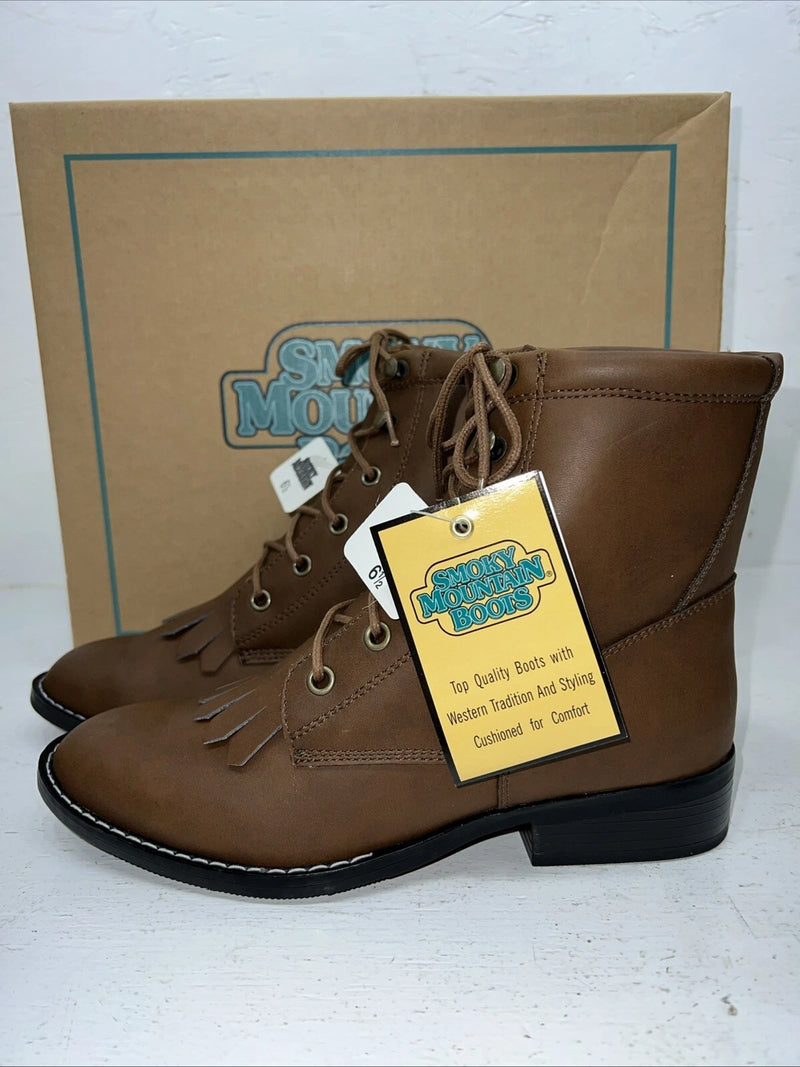 New Women’s Brown Lace Up Smoky Mountain Cowboy Boots. 6040 L 6.5 6 1/2. 19-140