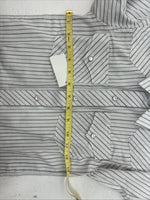 New Kids White Horse Gray Stripe Long Sleeve Pearl Snap Medium DD-57