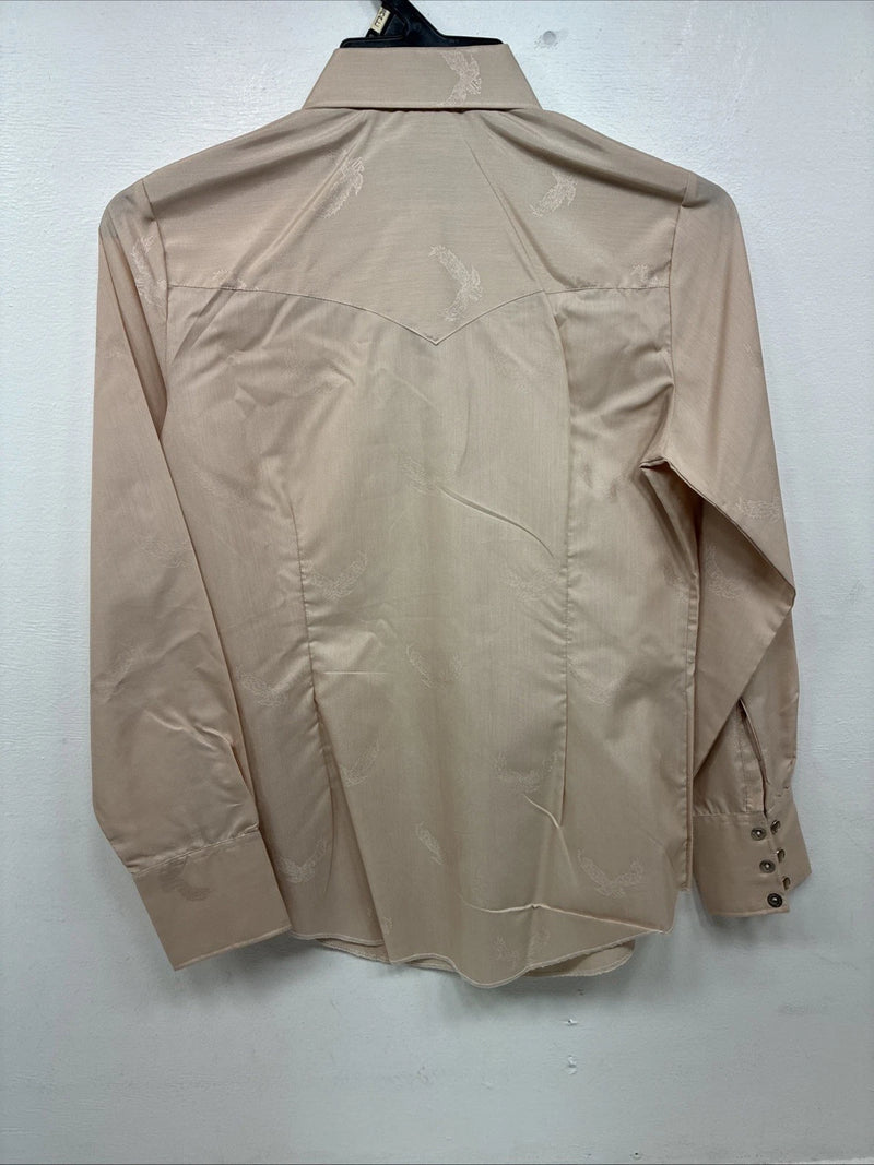 New Women’s H Bar C Tan Designed Long Sleeve Pearl Snap Size 34 II-90