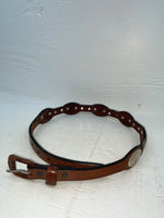 New Brown Genuine Leather M&F Silver Pendent 26” Belt #3219754 NN-35