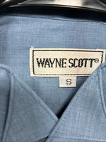 New Wayne Scott Blue Long Sleeve Button Up English Shirt Small AA-83