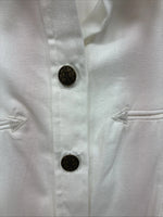 New Women’s Denim Jeans White Short Sleeve Button Up Large MM-139