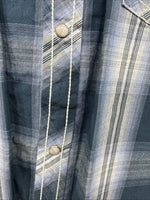 New Men’s ELY 1878 Blue Flannel Long Sleeve Pearl Snap 2XL H-56