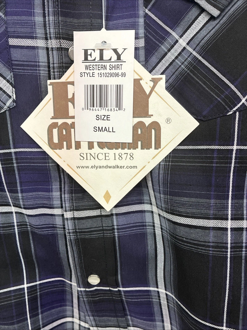 New Kids ELY Cattleman Purple Plaid Long Sleeve Pearl Snap Small LL-6