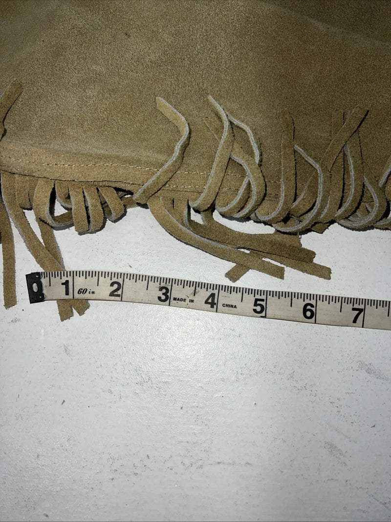 NOS Tan Equi-grip Show Chaps XL With Fringe Adjustable Waist 33” I-77