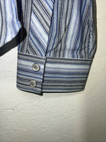 New Men’s White horse Blue Long Sleeve Pearl Snap Small A-193
