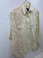 New Women’s White Horse Yellow Floral Long Sleeve Pearl Snap Small DD-47