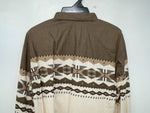 New Women’s Brown Aztec Panhandle Slim Long Sleeve Button Up Shirt L 3B-110