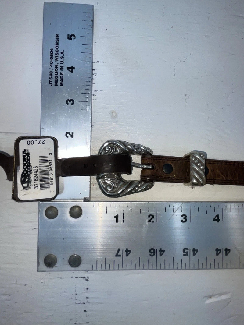 New Brown Genuine Leather Nocona Silver Pendent 28” Belt #3216244 JJ-120