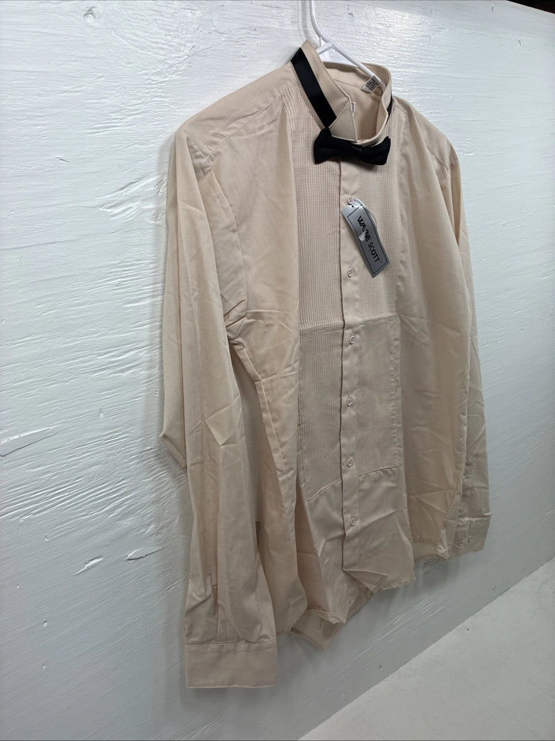 New Wayne Scott Tan Long Sleeve Button Up English Shirt Medium X-76