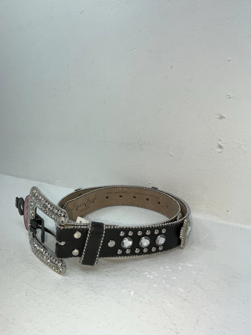 New Black Genuine Leather Blazin Roxx Silver Bling Cross M Belt #N3510401 Z-76