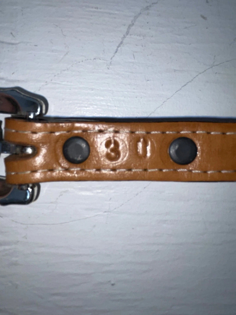 New Brown Genuine Leather Double S Gold Pendent 30” Belt #3211448 JJ-8