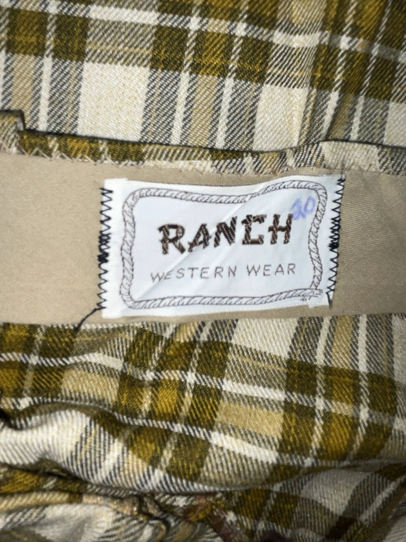 New Vintage Brown Plaid Ranch Polyester Pants SS-92