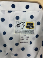 New Women’s Dickson Jenkins White Polkadot Long Sleeve Pearl Snap Size 32 KK-59