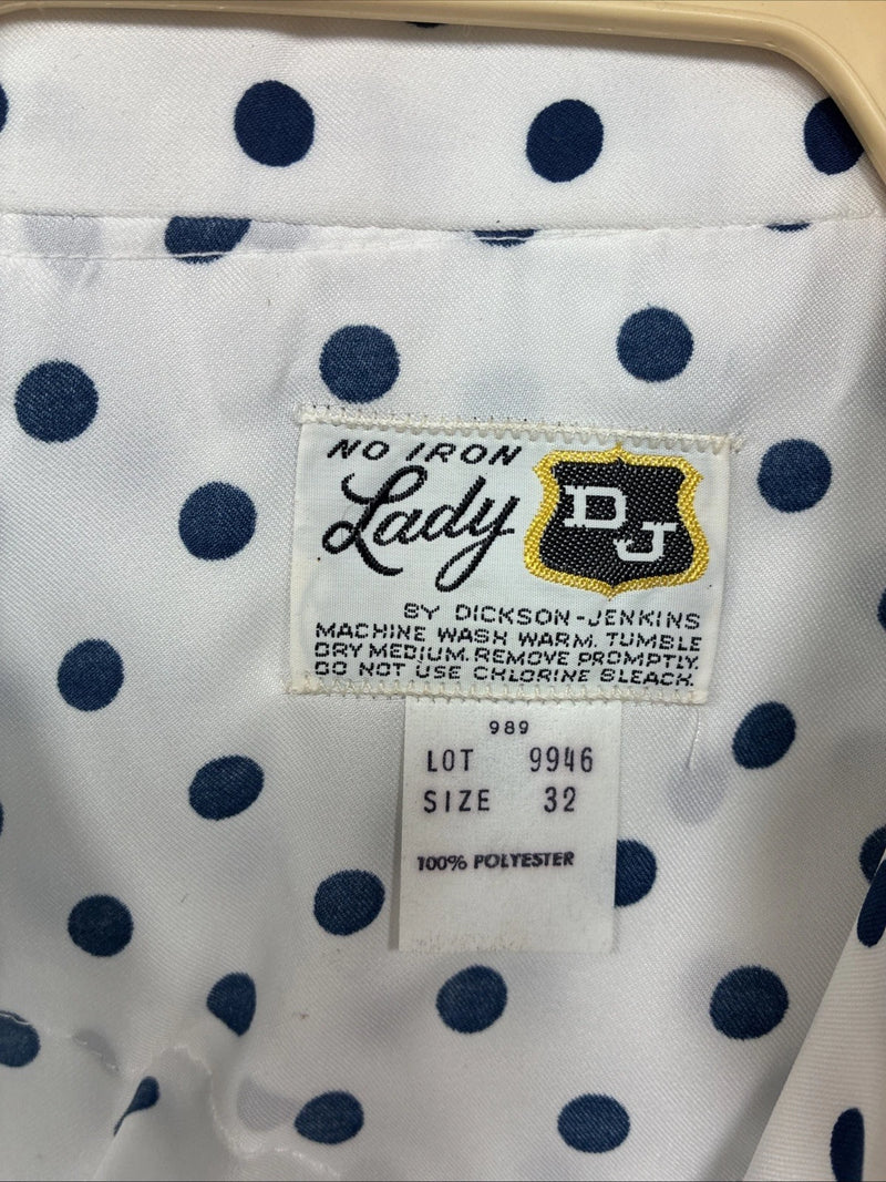 New Women’s Dickson Jenkins White Polkadot Long Sleeve Pearl Snap Size 32 KK-59