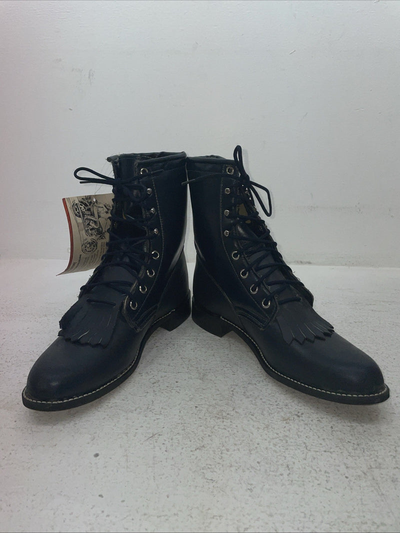 New Mens Navy Lace Up Texas Brand Cowboy Boots. 4445 7.5 7 1/2 M. 1-62