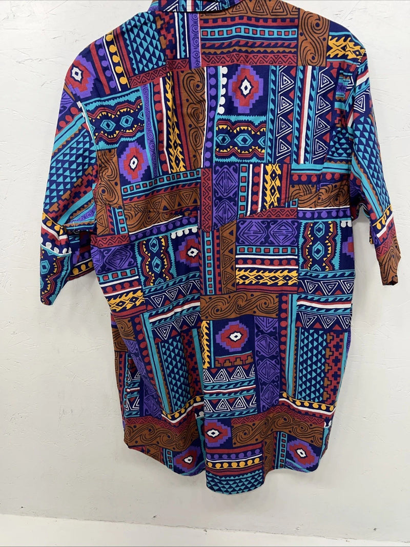 New Men’s Multicolor The San Angelo Short Sleeve Button Up Shirt L P-52