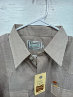 New Men’s H Bar C Brown Long Sleeve Pearl Snap 16 X 36 Large CC-63