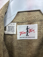 New Men’s Tem Tex Green Designed Long Sleeve Pearl Snap 15.5 Medium X-13