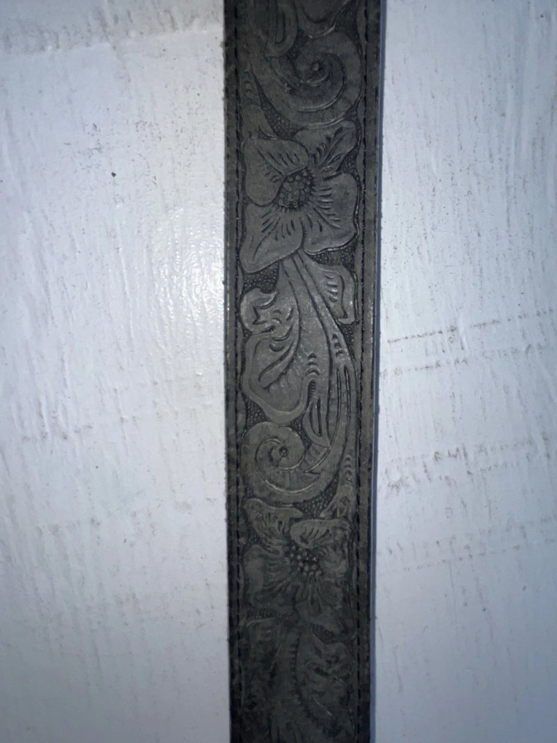 New Black Genuine Leather M & F Tooled 24” Belt #3010201 NN-80