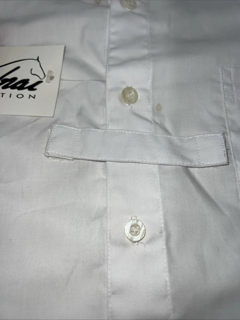 New Men’s White Cambrai Short Sleeve English Riding Shirt. Small G-37