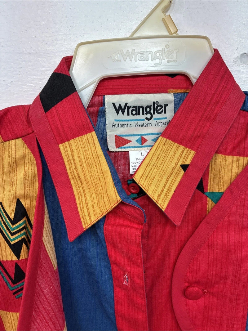 New Women’s Wrangler Multicolor Design Long Sleeve Button Up Large MM-135