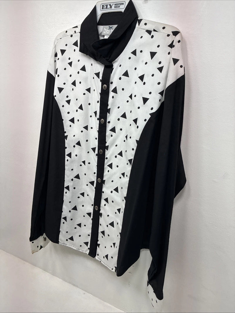 New Women’s Cowboy Threads Black White Long Sleeve Button Up XL II-41