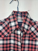 New Women’s Panhandle Slim Red Plaid Long Sleeve Pearl Snap Size 32 KK-67